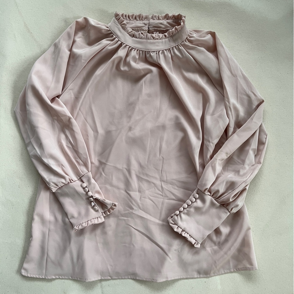Romantic Pink Blouse with Button Cuffs